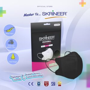 SKRINEER Masker Duckbill 4ply Black Pink 5+2 pcs