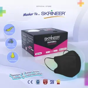 SKRINNER Masker Duckbill 4ply Black Pink - Box 30 pcs