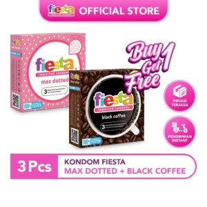 BUY 1 Get 1 Free - Kondom Fiesta Black Coffee 3s & Fiesta Strawberry 3s