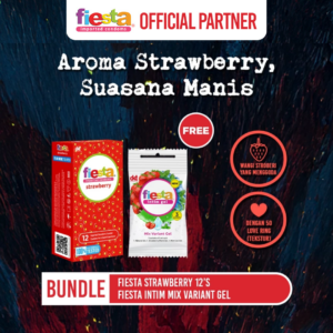 Fiesta Kondom Strawberry - 12 Pcs + Intim Mix Gel